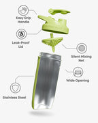 Stainless Steel Shaker Bottle, 900 ml / 30 oz, with a Leakproof Lid and Soft Loop Handle for Workouts