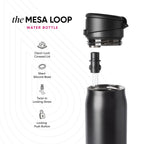 Stainless Steel Water Bottle with Covered Straw, 30 oz Insulated Mesa Loop Design and Folding Handle