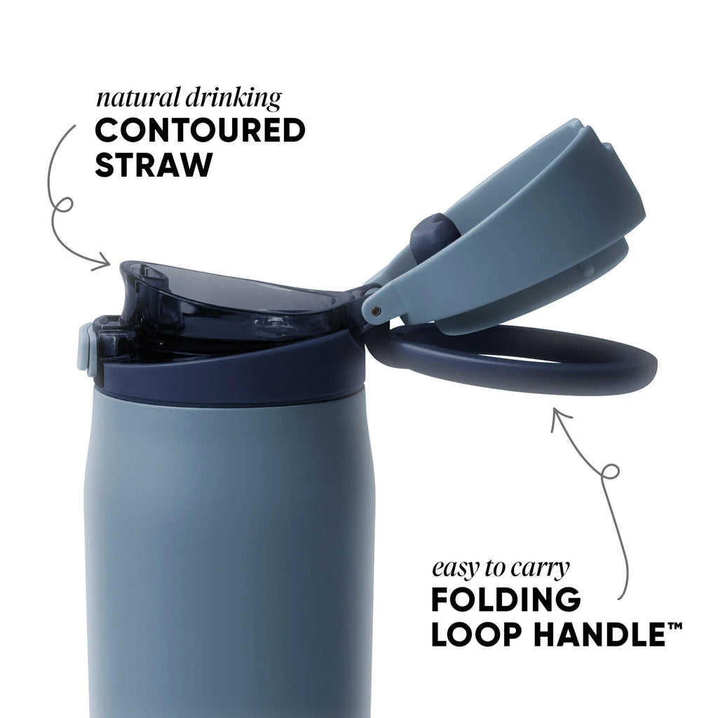 Stainless Steel Water Bottle with Covered Straw, 30 oz Mesa Loop Design and Locking Lid · 30 oz capacity