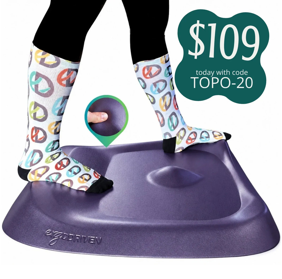 Standing Desk Mat with Cushioned Terrain for Varied Stances and Easy One-Foot Reposition — Original (5'5"+) / Mulberry Purple