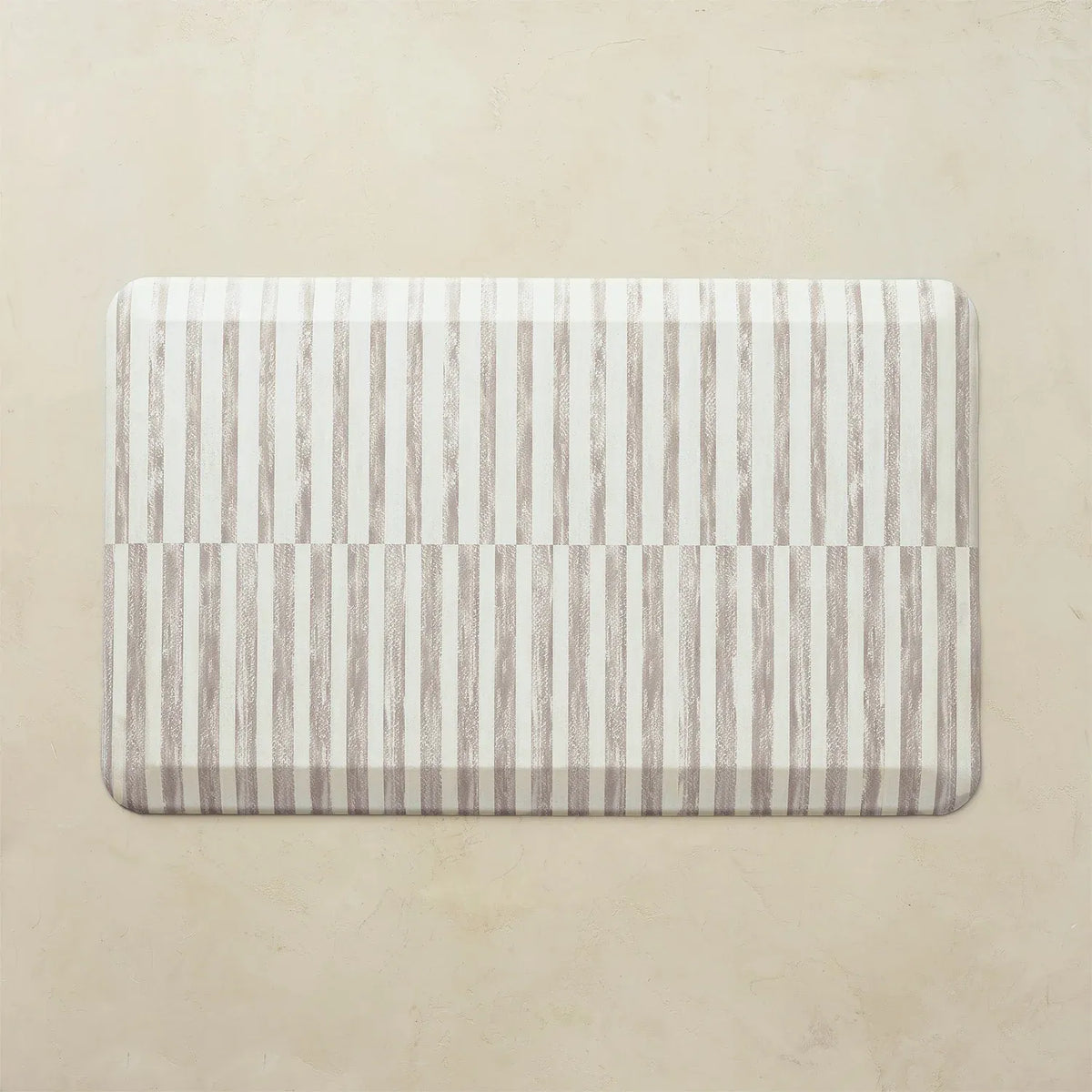 Standing Mat with Offset Stripe Design and Supportive Foam for Comfortable Kitchen or Office Standing — Reese in Bark / 22x36
