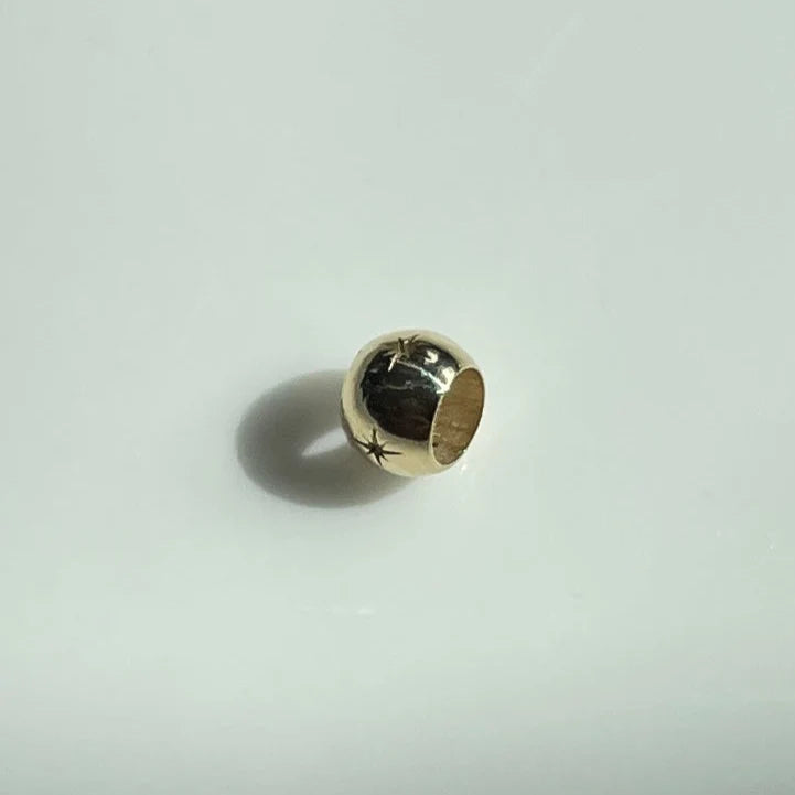 Star Spacer Bead in Solid 10K Gold for Separating Chain Charms, 6mm Bead Size and a 4mm Opening