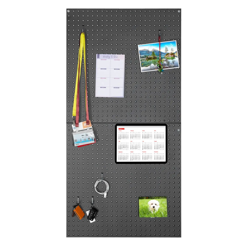 Steel Pegboard Organizer Set with Two 24-Inch Panels and 23 Assorted Hooks for Garage Wall Storage