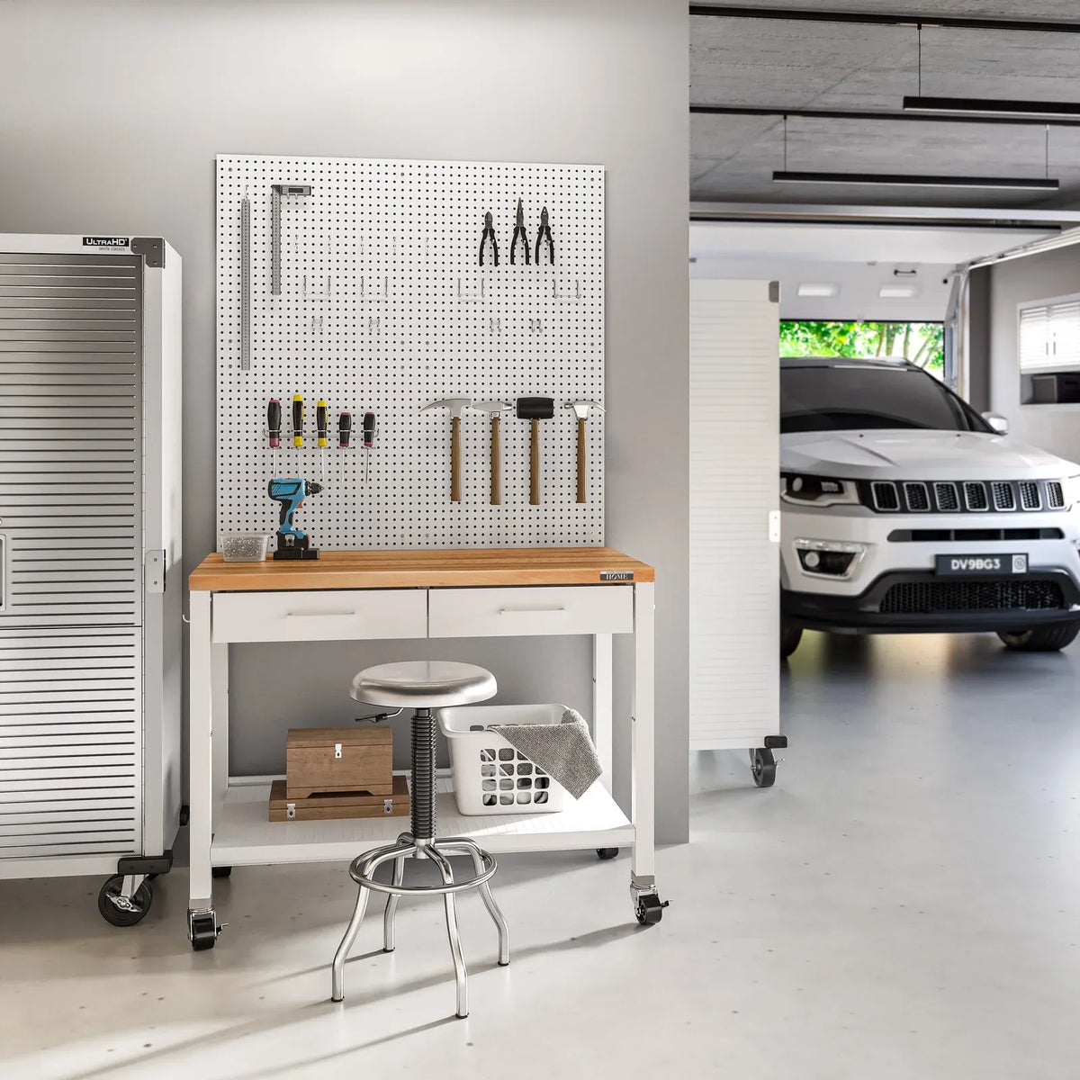 Steel Pegboard Organizer Set with Two 24-Inch Panels and 23 Assorted Hooks for Garage Wall Storage