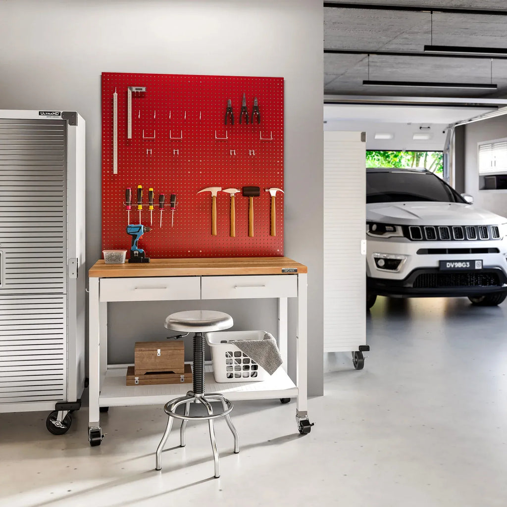 Steel Pegboard Organizer Set with Two 24-Inch Panels and 23 Assorted Hooks for Garage Wall Storage
