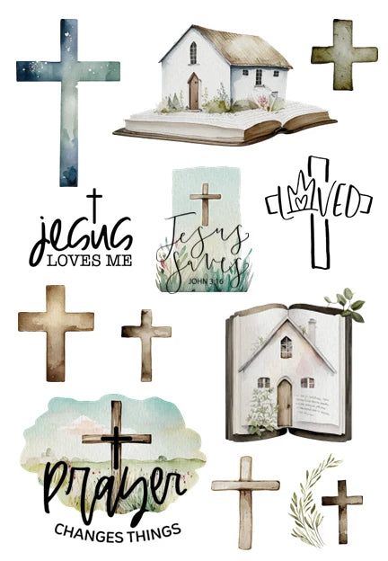 Sticker Book for Planning and Bible Journaling, 130 Colorful Stickers on 10 Sheets of White Matte Paper