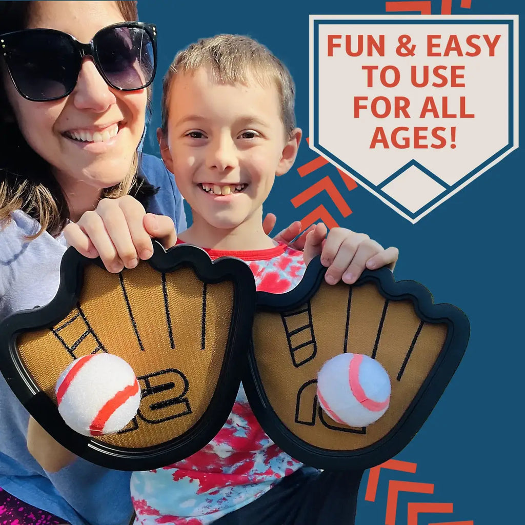 Sticky Baseball Paddle Toss and Catch Game with Glove-Inspired Paddles and Stretchy Straps for Outdoor Play