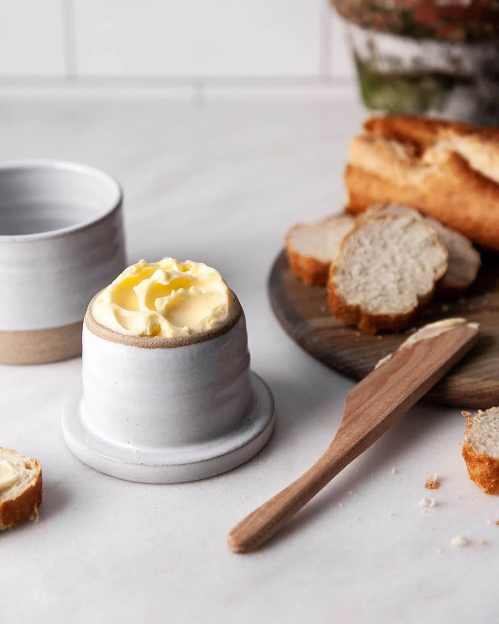 Stoneware Butter Keeper Inspired by the French Beurrier