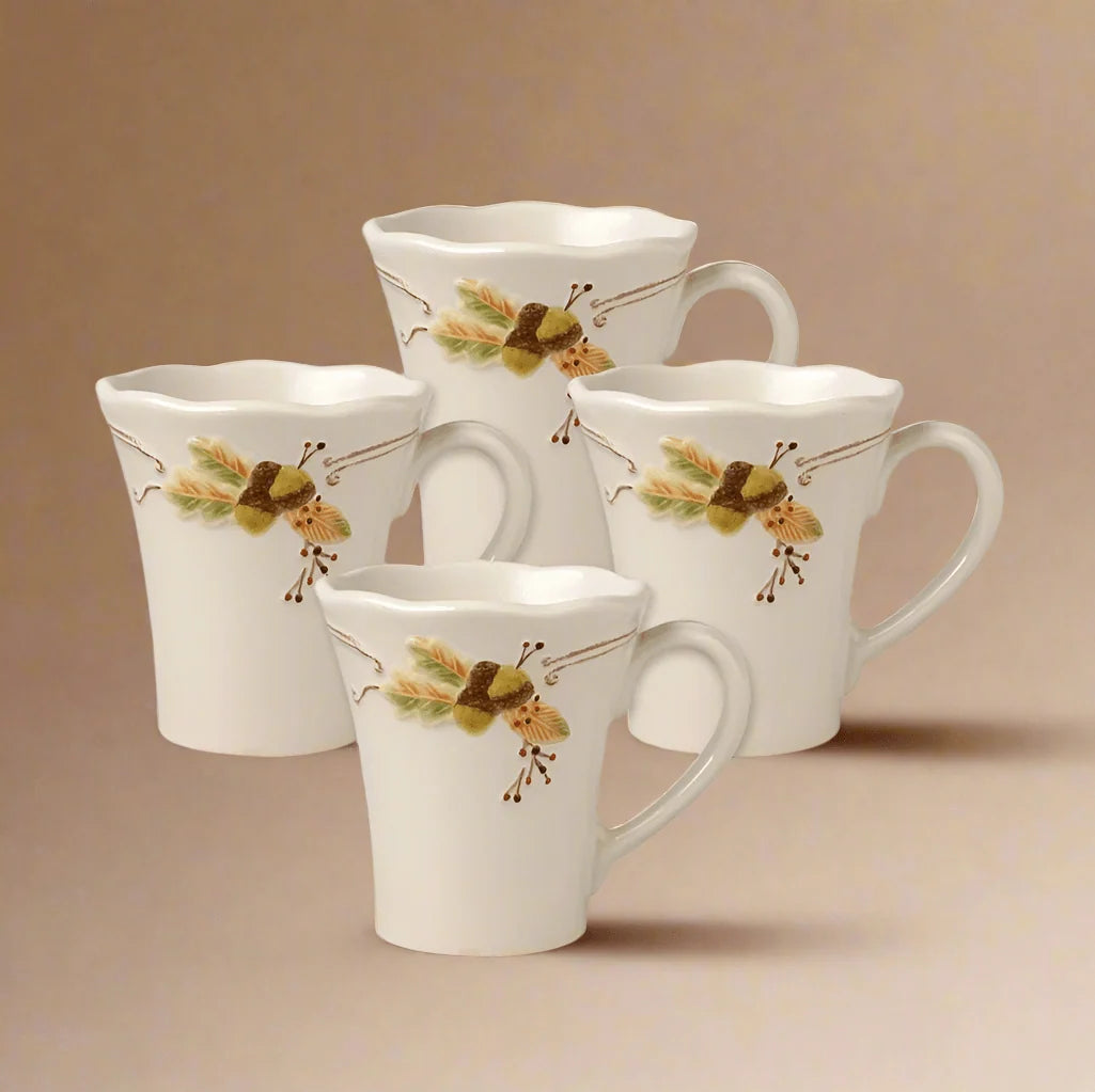 Stoneware Coffee Mug Set of 4, Each Holding 12 Ounces