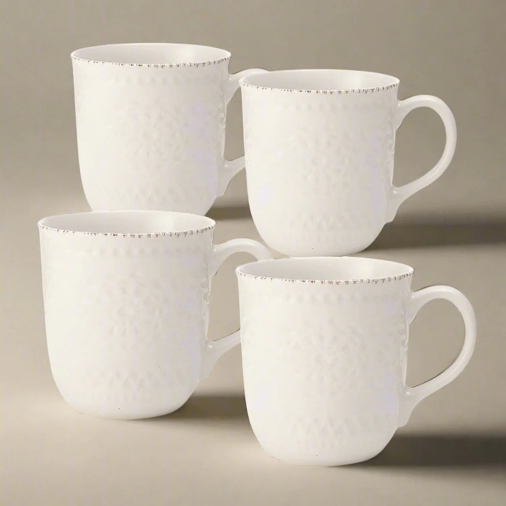 Stoneware Mug Set of 4 in Cream