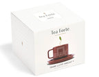 Stoneware Tea Cup and Saucer Set with Frank Lloyd Wright Terra Etching, Sienna Finish and 8-Ounce Cup