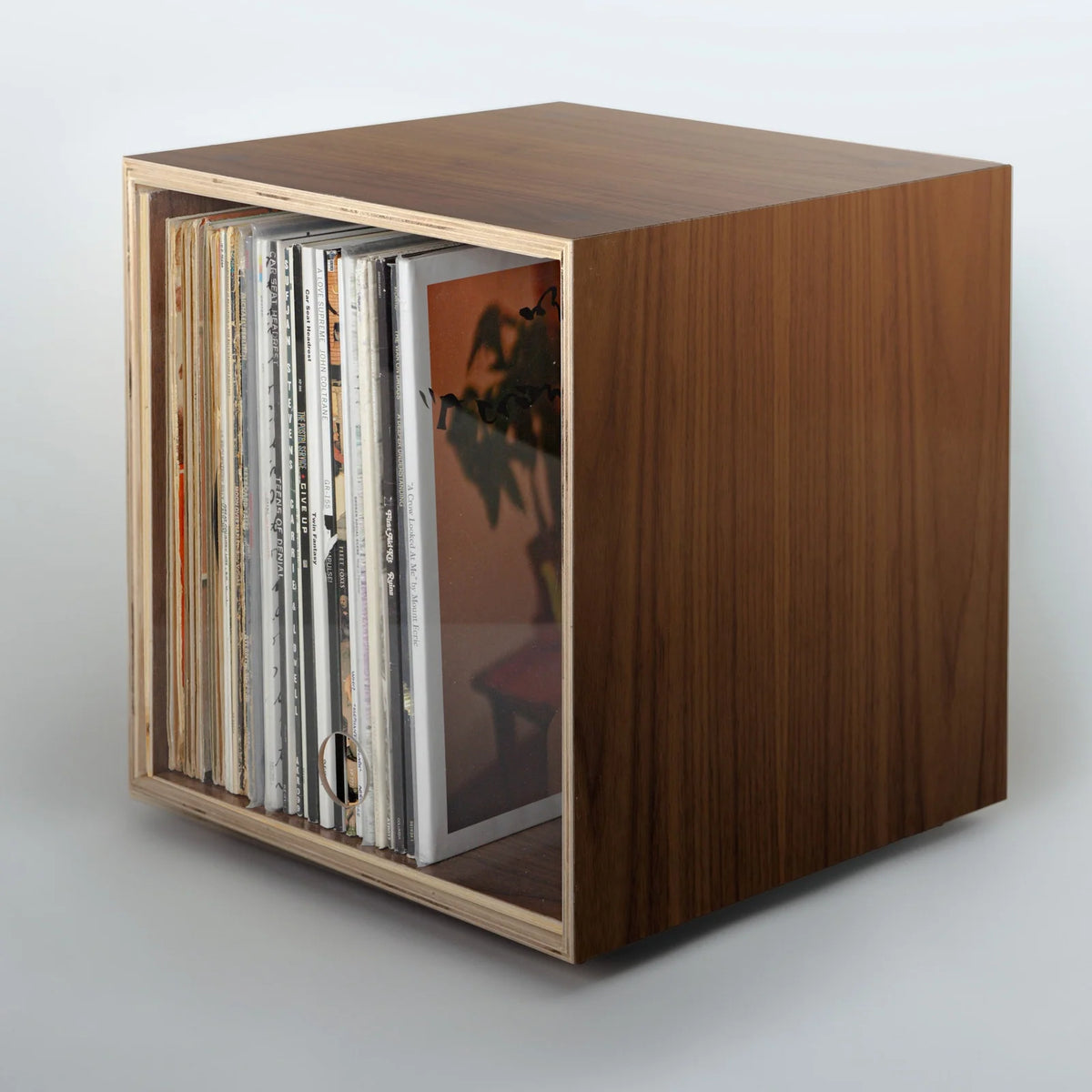 Storage Cube in Walnut Finish, Clear-Smooth