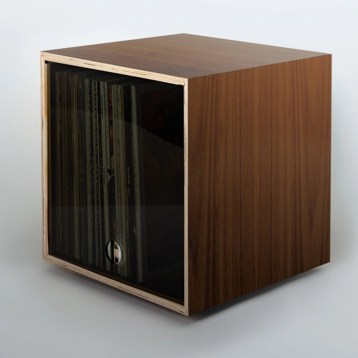 Storage Cube in Walnut Finish, Smoke-Smooth