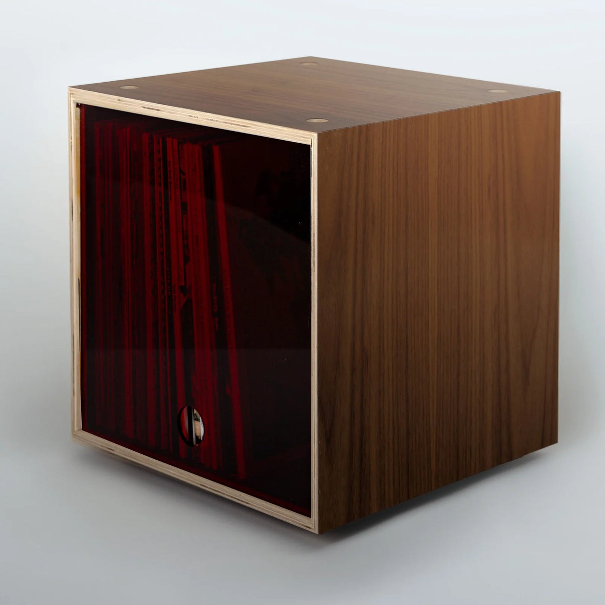 Storage Cube in Walnut Finish, Wine-Divots