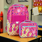 Strawberry Ice Cream Backpack for School and Baseball with Side Laptop Access and Expandable Bottle Pouches