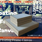 Stretched Painting Canvas and Slim Oak Veneer Floating Frame Set,