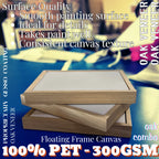 Stretched Painting Canvas and Slim Oak Veneer Floating Frame Set,