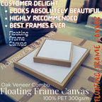 Stretched Painting Canvas and Slim Oak Veneer Floating Frame Set,