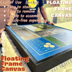 Stretched Painting Canvas and Slim Oak Veneer Floating Frame Set,