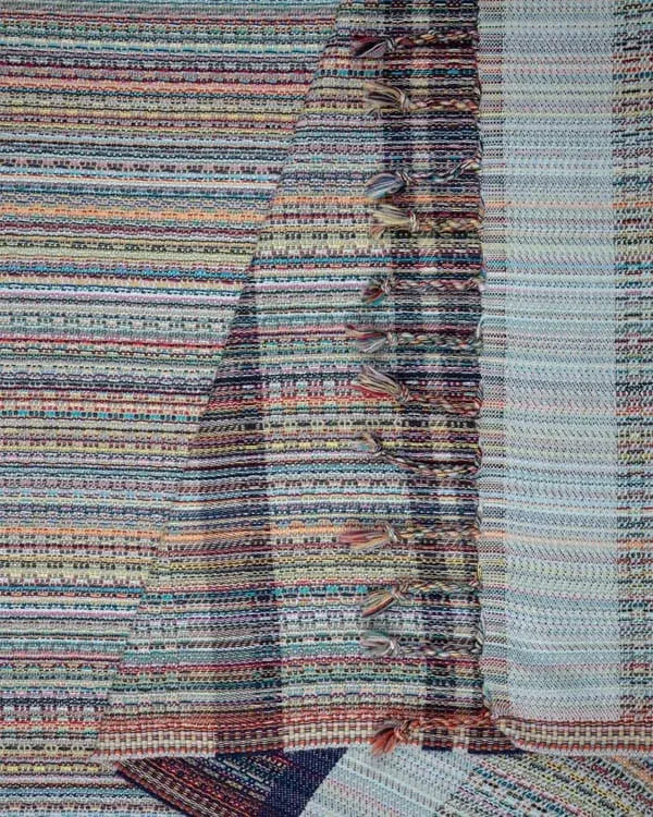 Striped Organic Cotton Beach Towel with Twisted Tassels, Quick-Dry Sand-Resistant Dobby Weave Design