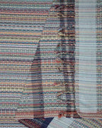 Striped Organic Cotton Beach Towel with Twisted Tassels, Quick-Dry Sand-Resistant Dobby Weave Design