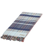 Striped Organic Cotton Beach Towel with Twisted Tassels, Quick-Dry Sand-Resistant Dobby Weave Design