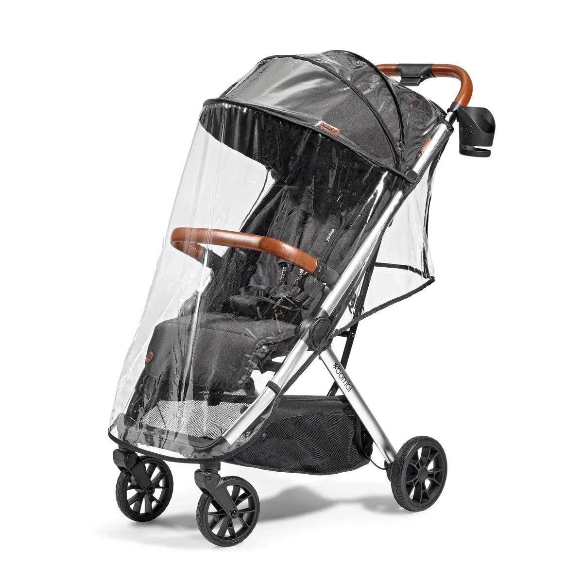 Stroller Rain Cover with Ventilated Sides and Full Canopy, Seat and Rear Storage Pocket Coverage