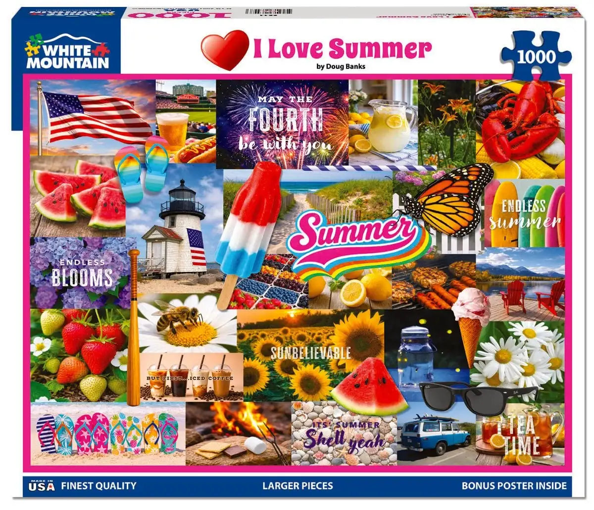 Summer Collage Jigsaw Puzzle, 1000 Pieces, Featuring Fourth of July Fireworks and Beach Days in a 24 x 30 Inch Design
