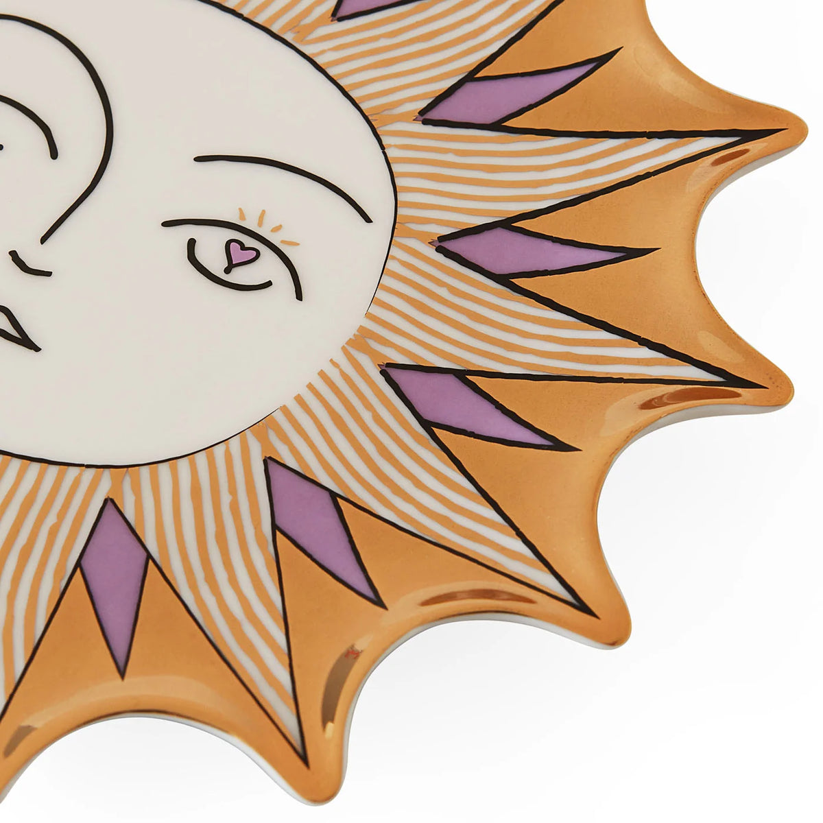 Sun Trinket Tray with Lavender Accent and Gold Backdrop for Bedside Tables, Bathroom Counters, and Decorative Tablescapes