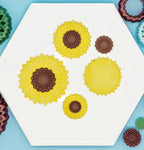 Sunflower Polymer Clay Debossing Cutter Set with Center Cutter and Seed Texture Stamp in 2 cm, 3 cm, or 4 cm