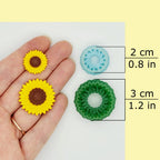 Sunflower Polymer Clay Debossing Cutter Set with Center Cutter and Seed Texture Stamp in 2 cm, 3 cm, or 4 cm
