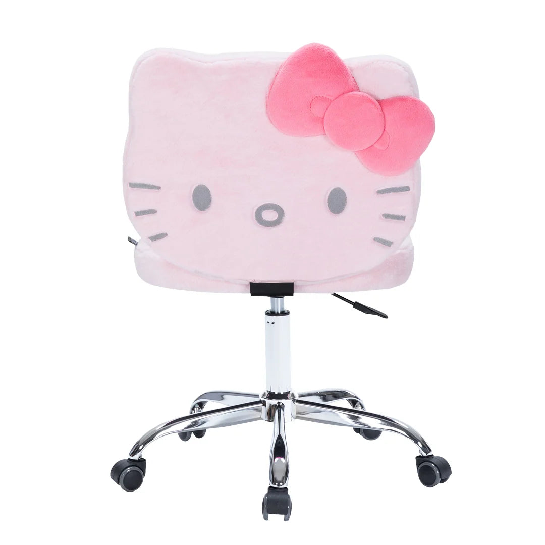 Swivel Vanity Chair in Soft Teddy Fabric, Pink