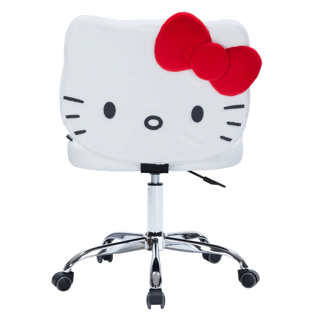 Swivel Vanity Chair in Soft Teddy Fabric, White