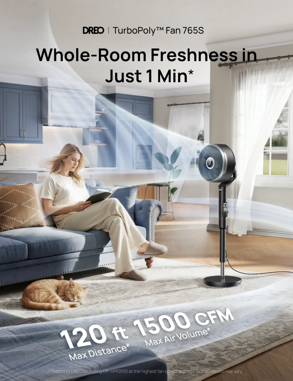 Tabletop and Pedestal Fan with 150° Horizontal and 100° Vertical Oscillation for Multidirectional Airflow