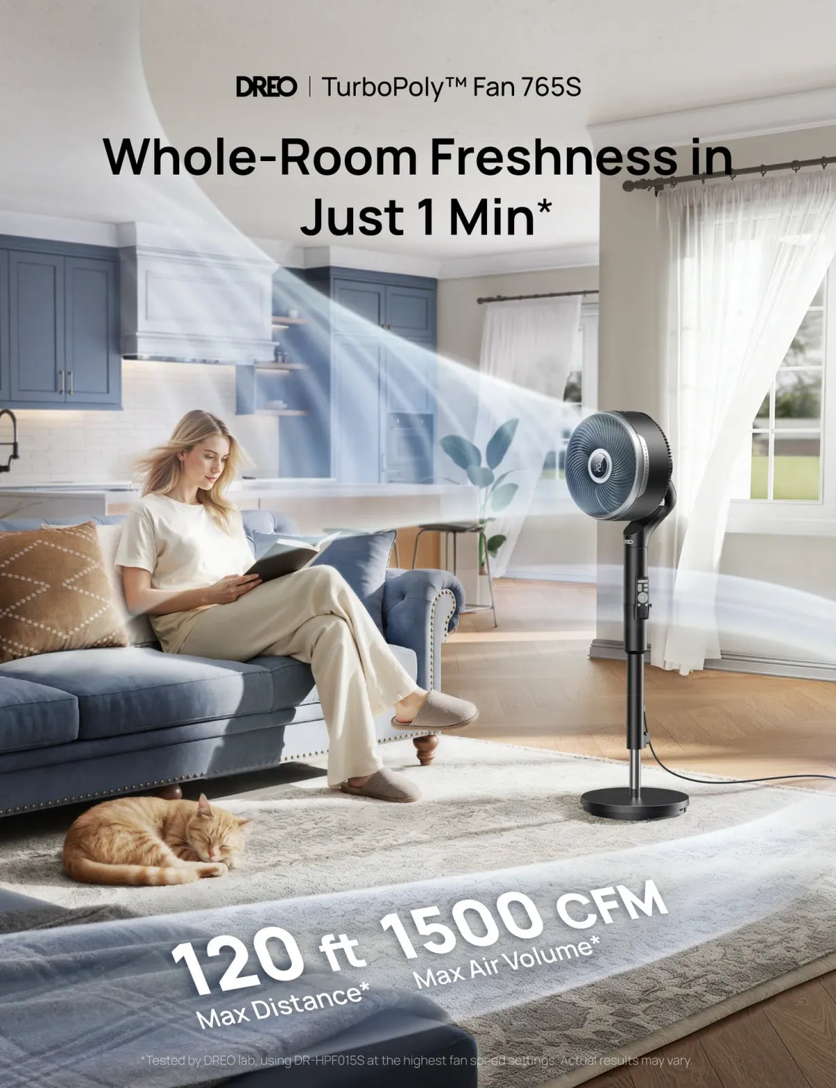 Tabletop and Pedestal Fan with 150° Horizontal and 100° Vertical Oscillation for Multidirectional Airflow