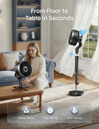 Tabletop and Pedestal Fan with 150° Horizontal and 100° Vertical Oscillation for Multidirectional Airflow