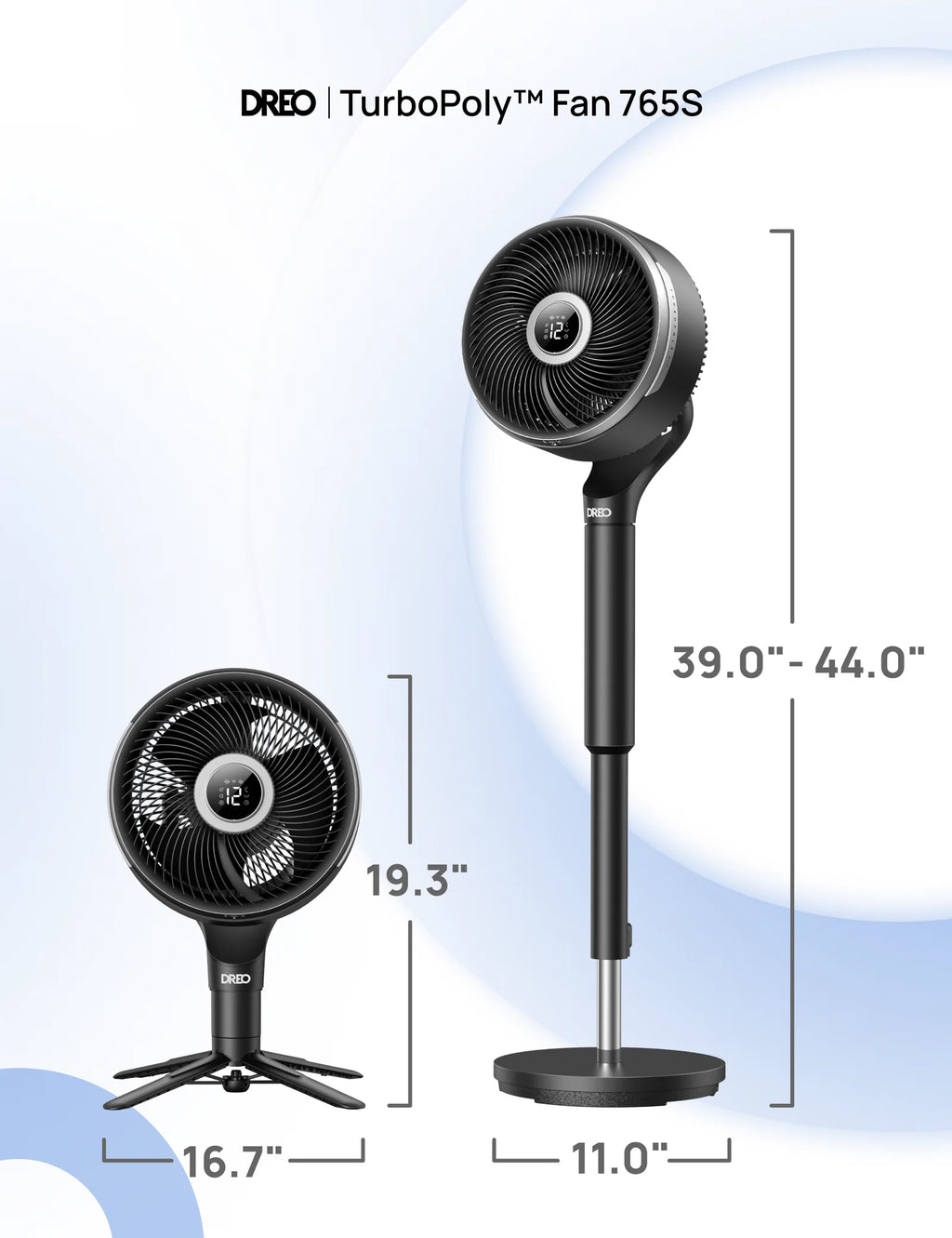 Tabletop and Pedestal Fan with 150° Horizontal and 100° Vertical Oscillation for Multidirectional Airflow