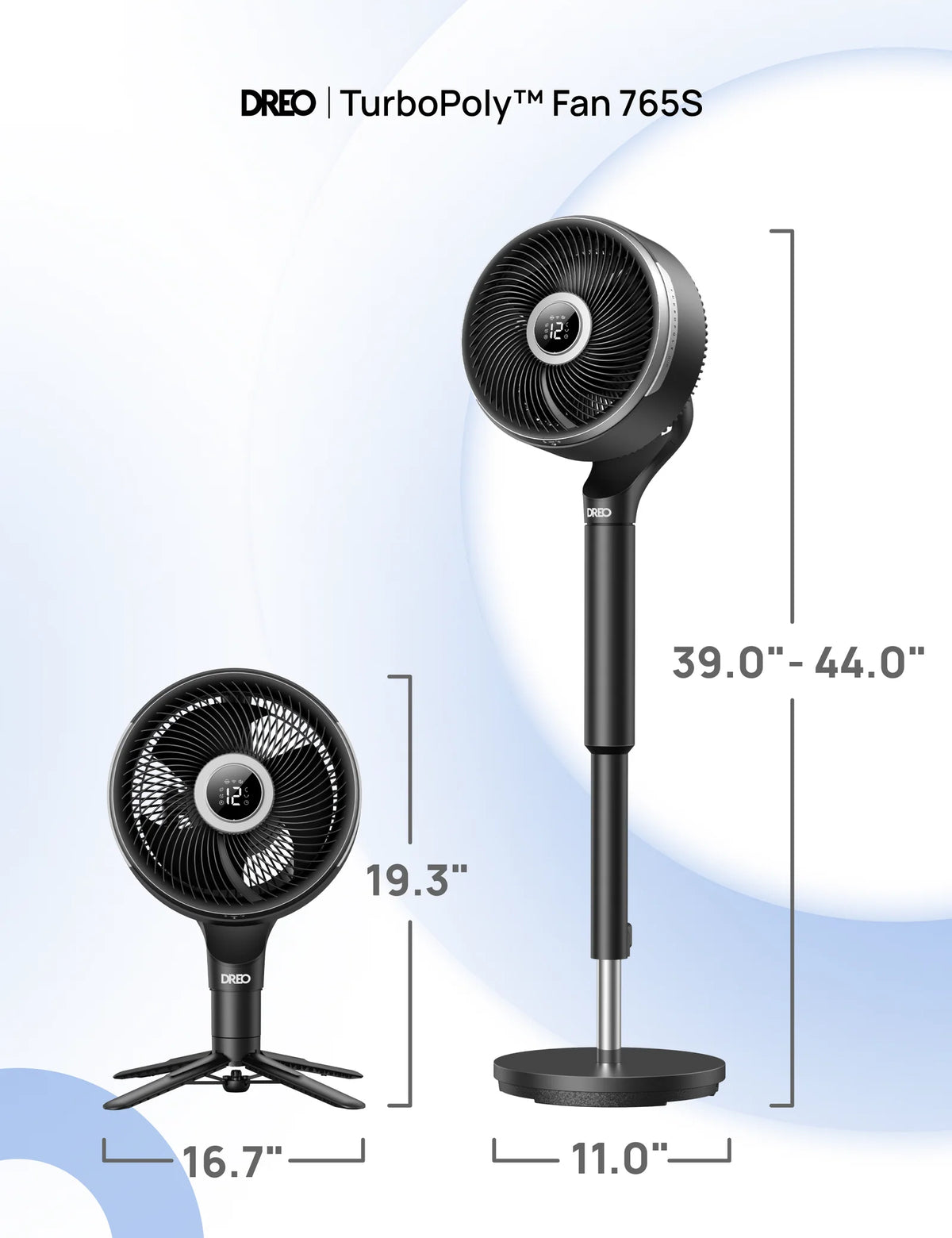 Tabletop and Pedestal Fan with 150° Horizontal and 100° Vertical Oscillation for Multidirectional Airflow