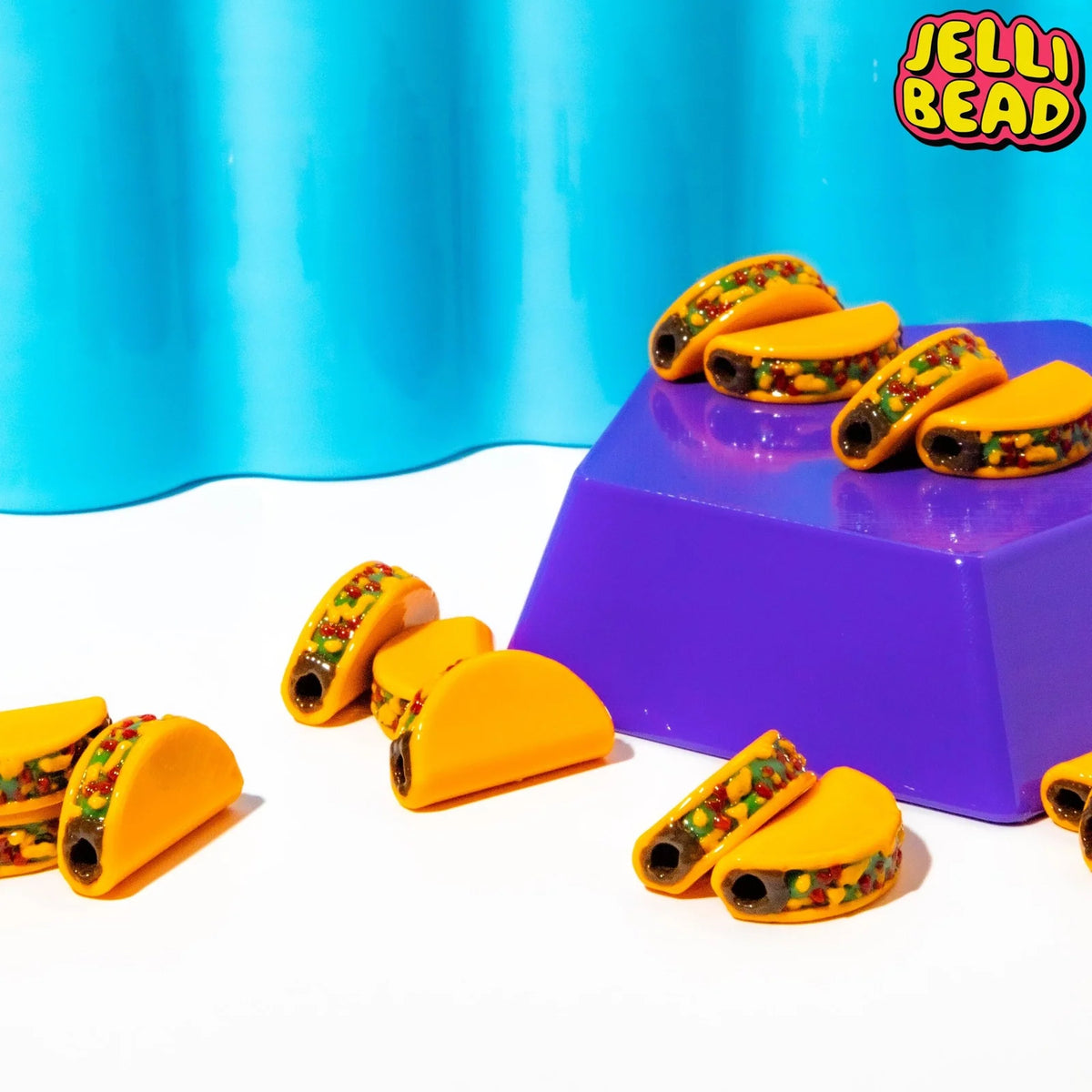 Taco Beads for Kandi Bracelets and Jewelry Making, Black Light Reactive Plastic Charm in 5, 10, 20 or Single Bead Packs
