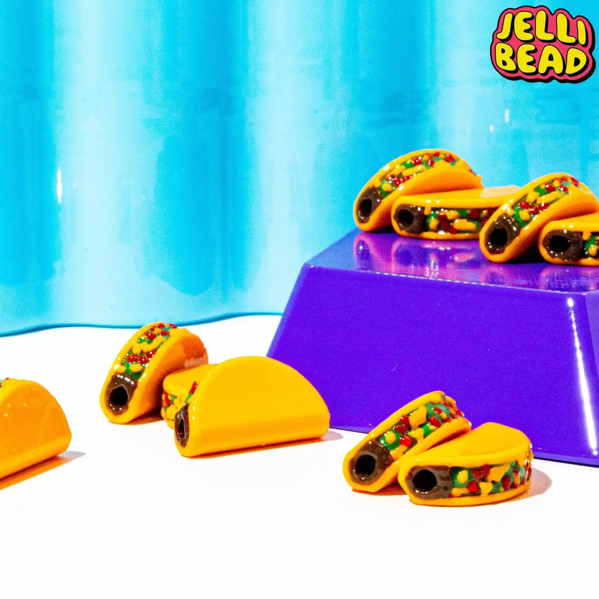 Taco Beads for Kandi Bracelets and Jewelry Making, Black Light Reactive Plastic Charm in 5, 10, 20 or Single Bead Packs