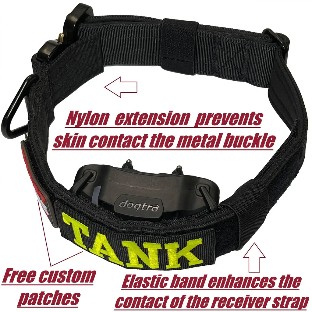 Tactical Dog Training Collar for E-Collar Receivers with Quick Release Buckle, Handle and Multiple Widths