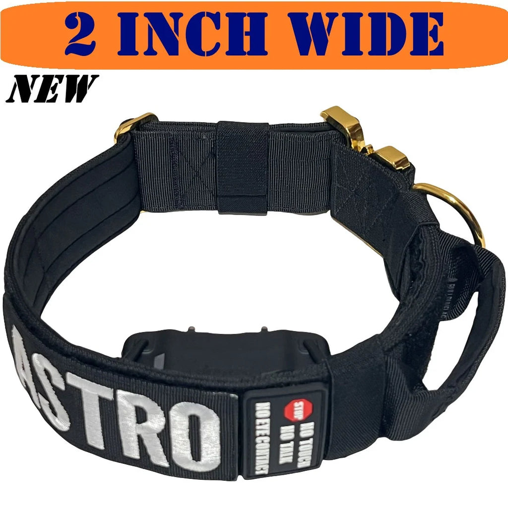Tactical Dog Training Collar for E-Collar Receivers with Quick Release Buckle, Handle and Multiple Widths