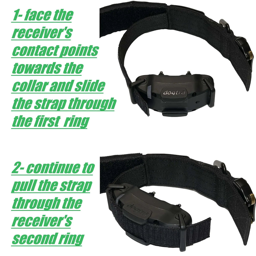 Tactical Dog Training Collar for E-Collar Receivers with Quick Release Buckle, Handle and Multiple Widths