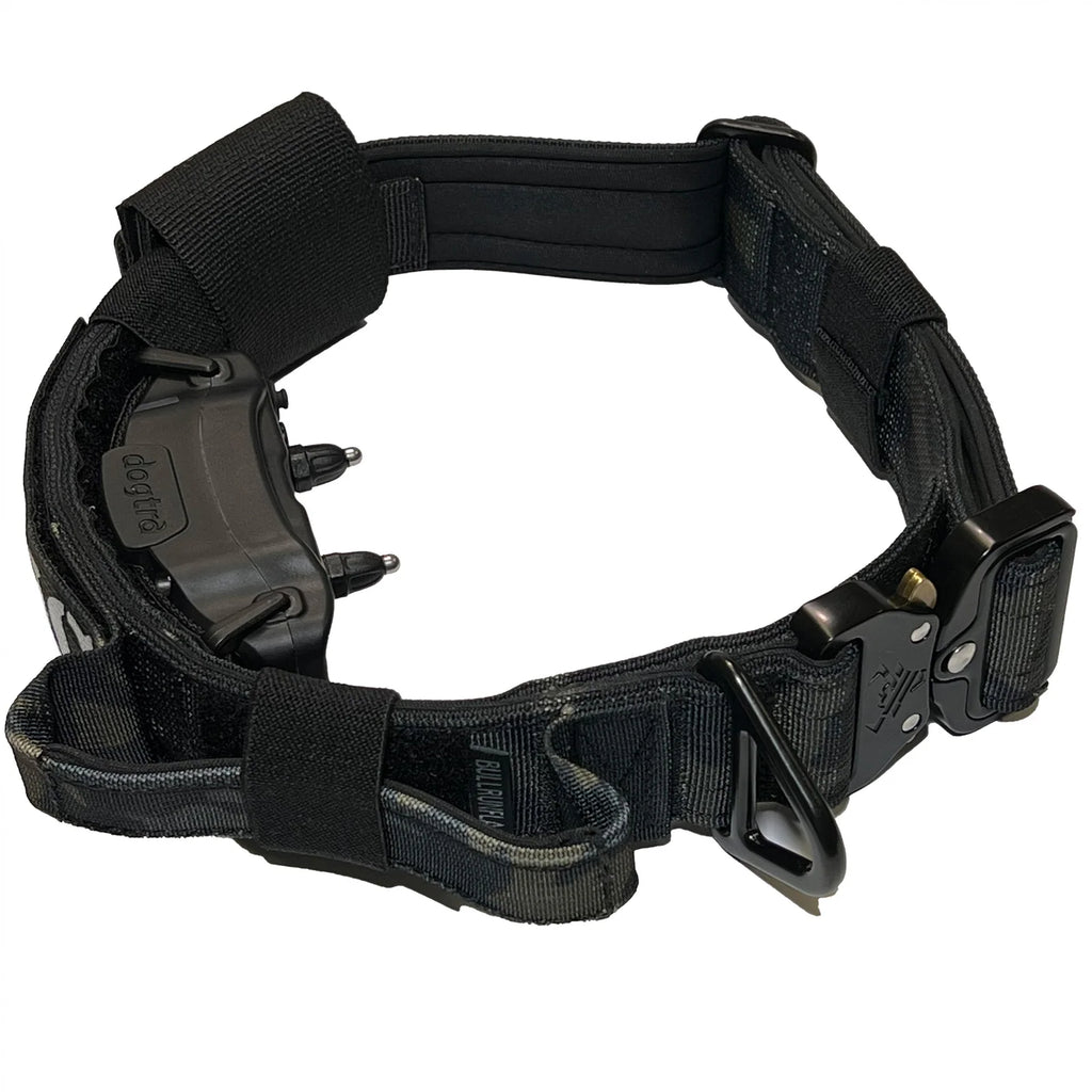 Tactical Dog Training Collar for E-Collar Receivers with Quick Release Buckle, Handle and Multiple Widths