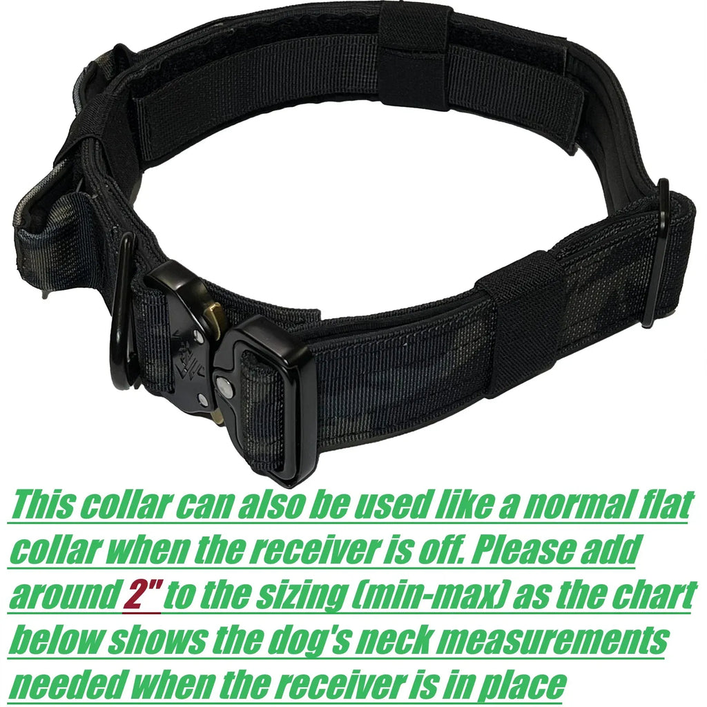 Tactical Dog Training Collar for E-Collar Receivers with Quick Release Buckle, Handle and Multiple Widths