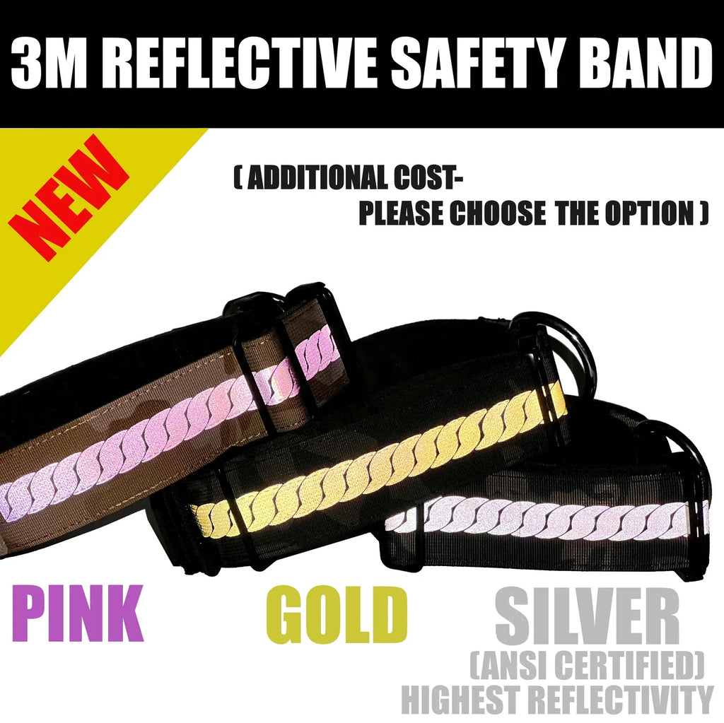 Tactical Dog Training Collar for E-Collar Receivers with Quick Release Buckle, Handle and Multiple Widths