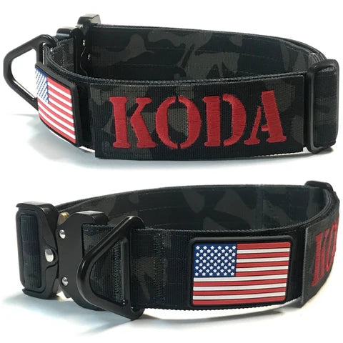 Tactical Dog Training Collar for E-Collar Receivers with Quick Release Buckle, Handle and Multiple Widths
