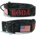 Tactical Dog Training Collar for E-Collar Receivers with Quick Release Buckle, Handle and Multiple Widths