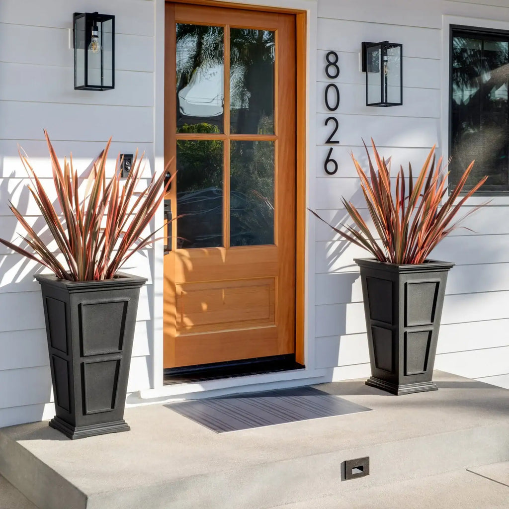 Tall Planter in Victorian-Inspired Style, Twenty-Six Size, Available in Black, Gray, or White, One or Two Pack