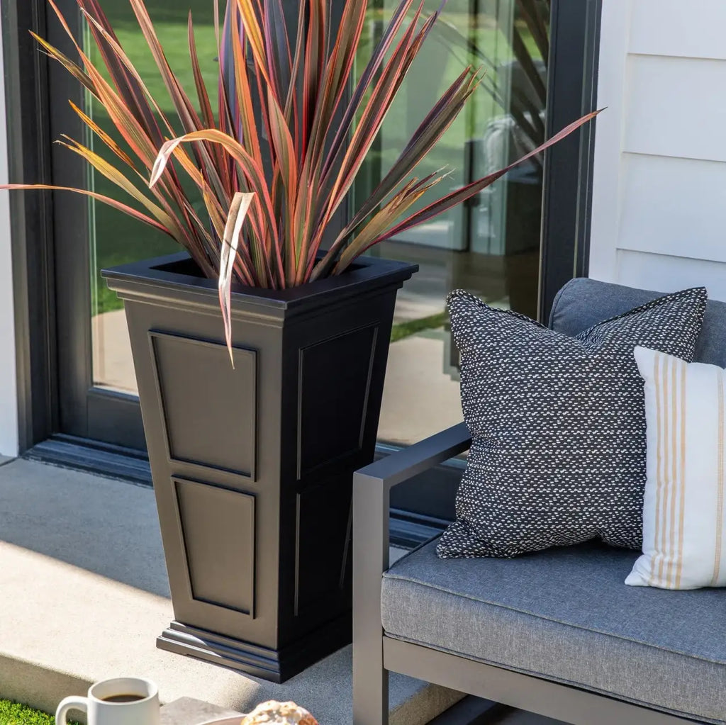 Tall Planter in Victorian-Inspired Style, Twenty-Six Size, Available in Black, Gray, or White, One or Two Pack